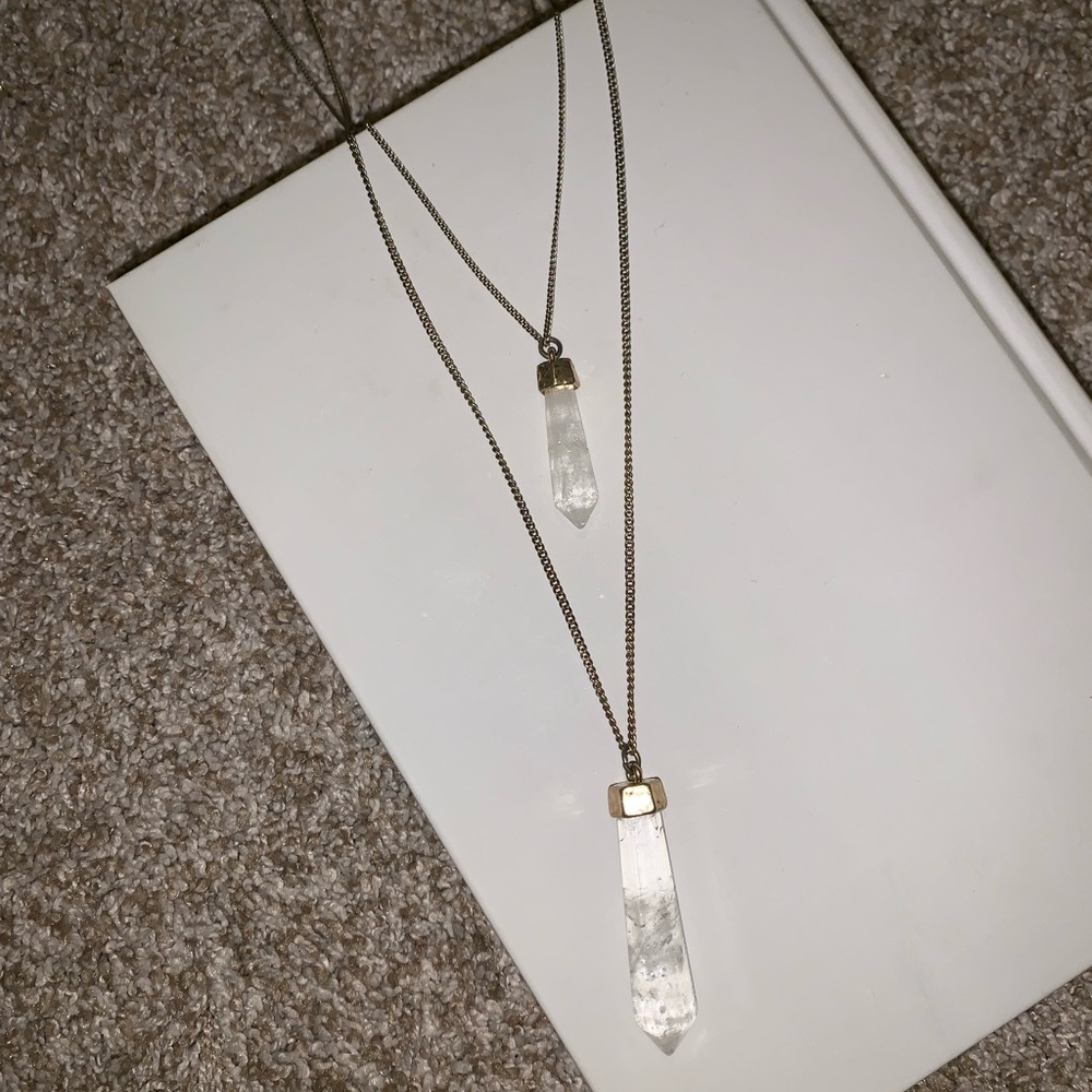 Layered Crystal Necklace with Gold Chain